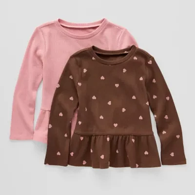 Okie Dokie Toddler & Little Girls 2-pc. Round Neck Long Sleeve Graphic T-Shirt