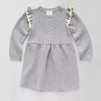 Okie Dokie Toddler & Little Girls Long Sleeve Fitted Sweater Dress