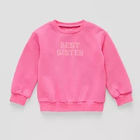 Okie Dokie Toddler & Little Girls Round Neck Long Sleeve Fleece Sweatshirt