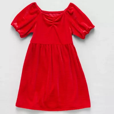 Okie Dokie Toddler & Little Girls Short Sleeve Balloon A-Line Dress