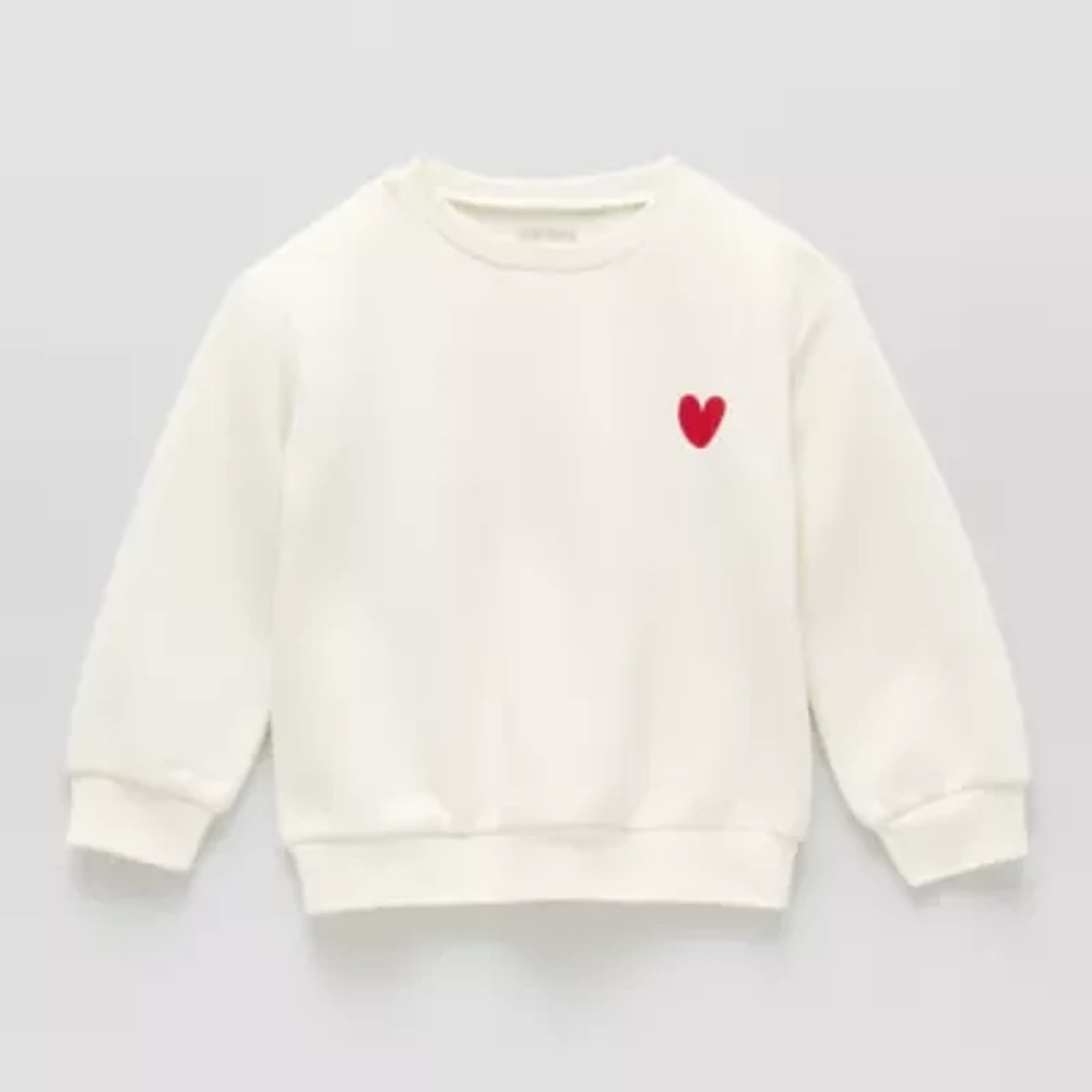 Okie Dokie Toddler & Little Girls Crew Neck Long Sleeve Fleece Sweatshirt