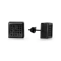 Mens 1/3 CT. T.W. Color-Enhanced Black Diamond Stainless Steel Stud Earrings