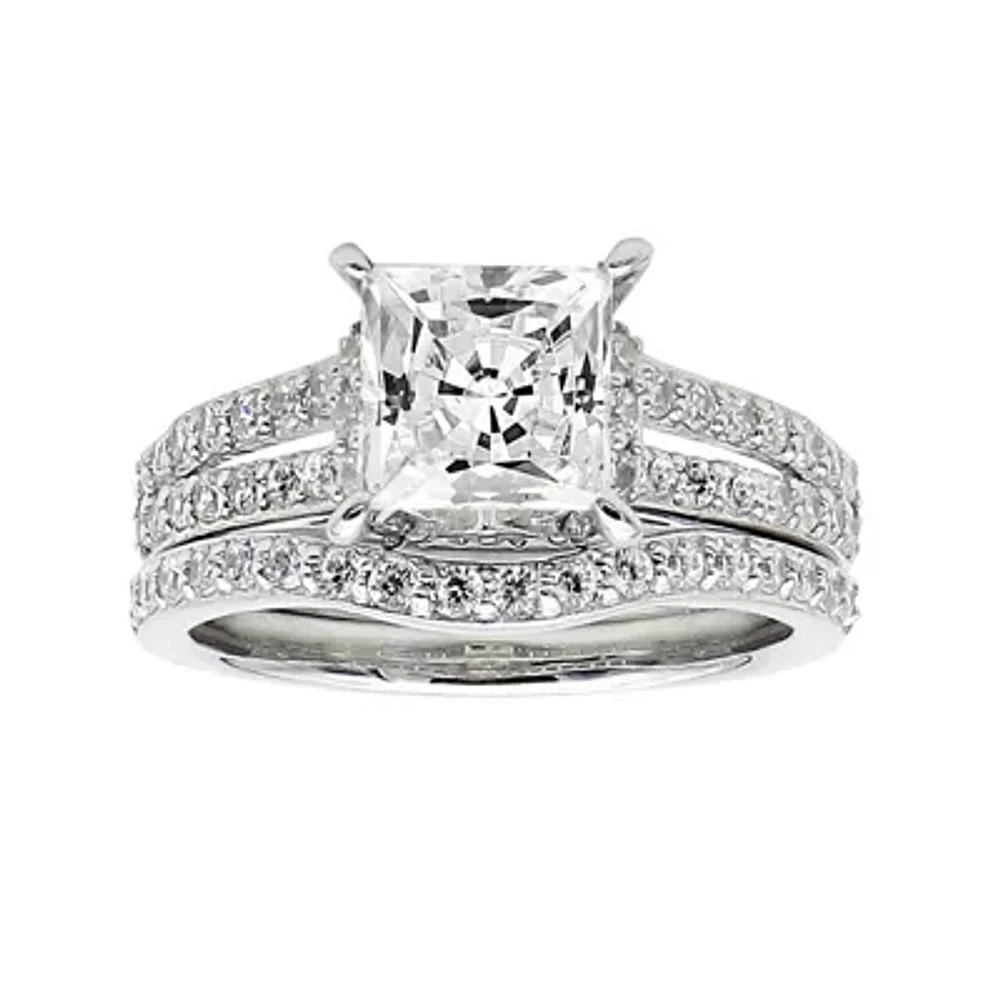 DiamonArt® Cubic Zirconia Sterling Silver Bridal Set