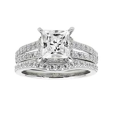 DiamonArt® Cubic Zirconia Sterling Silver Bridal Set