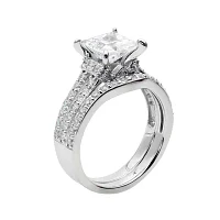 DiamonArt® Cubic Zirconia Sterling Silver Bridal Set