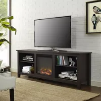 70" Wood Media TV Stand Console with Electric Fireplace