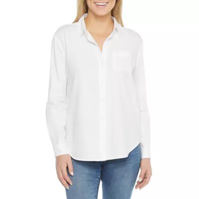 a.n.a Womens Long Sleeve Regular Fit Button-Down Shirt