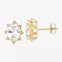 Lab Created White Sapphire 10K Gold 10mm Stud Earrings