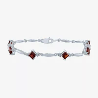 Genuine Red Garnet Sterling Silver Tennis Bracelet