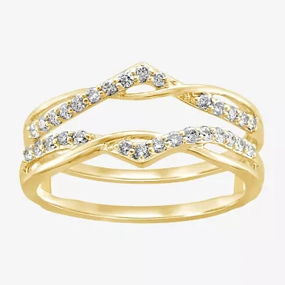 Womens 1/4 CT. T.W. Natural White Diamond 14K Gold Wedding Ring Guard