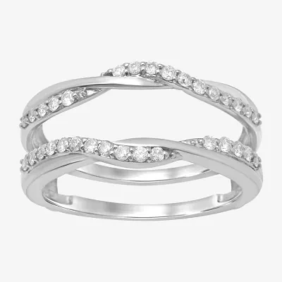 Womens 1/3 CT. T.W. Natural White Diamond 14K Gold Wedding Ring Guard