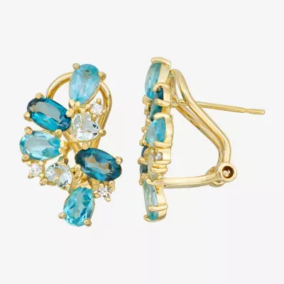 Genuine Blue Topaz & 1/10 CT. T.W. Genuine White Diamond 10K Gold Drop Earrings