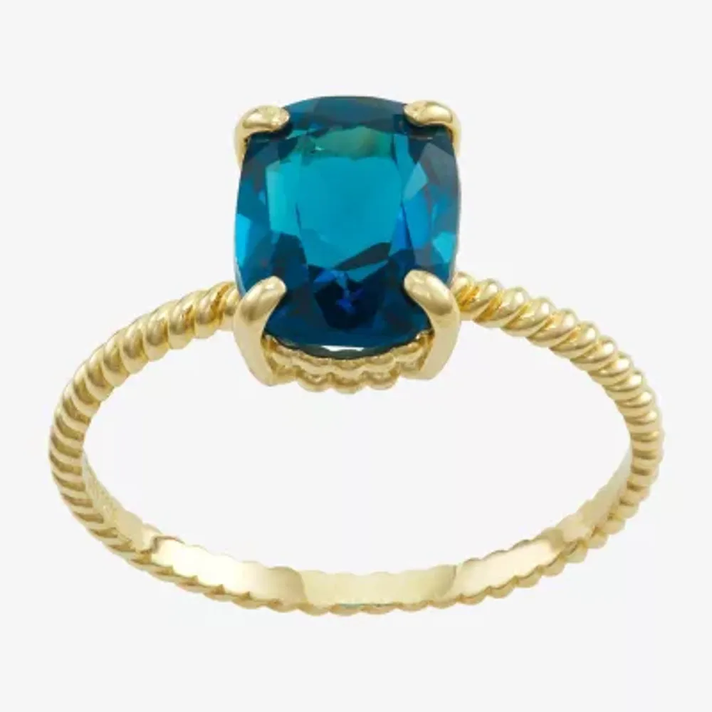 Womens Genuine Blue Topaz 10K Gold Cocktail Ring