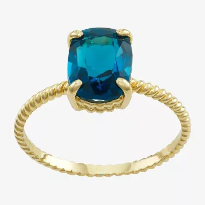 Womens Genuine Blue Topaz 10K Gold Cocktail Ring