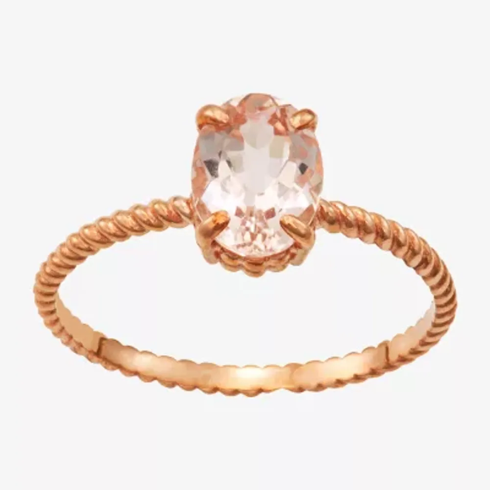 Womens Genuine Pink Morganite 10K Gold Cocktail Ring