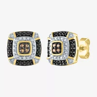 1/10 CT.T.W. Natural White, Champagne and Color-Enhanced Black Diamond Earrings