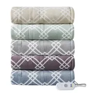 Serta Printed Plush Lightweight Electric Throw