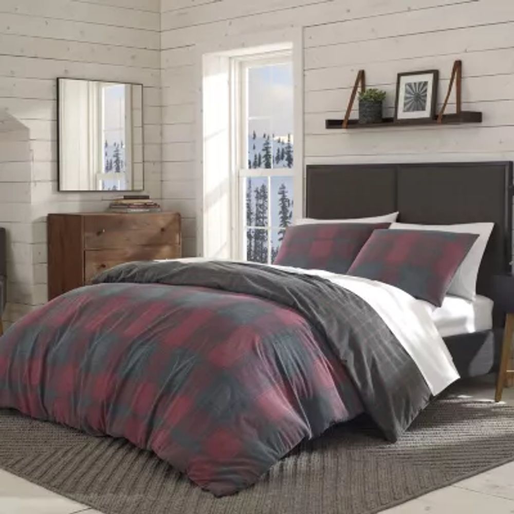 Eddie Bauer Alder Plaid Duvet Cover Set, Charcoal, Twin