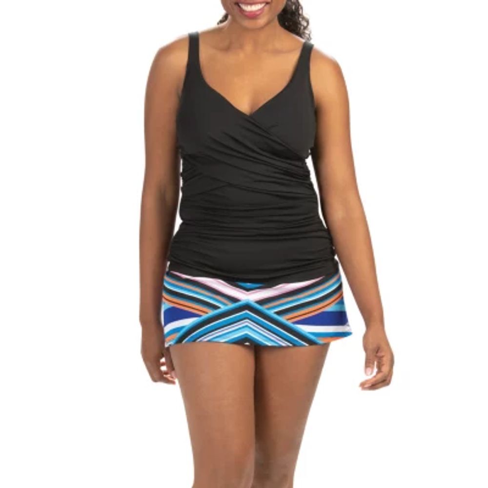 Dolfin Aquashape Wrap Front Lined Stretch Fabric Tankini Swimsuit