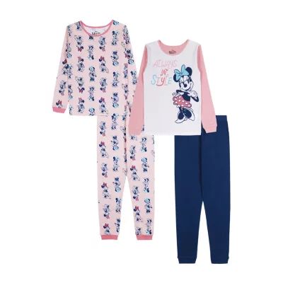 Disney Collection Little & Big Girls 4-pc. Mickey and Friends Minnie Mouse Pajama Set