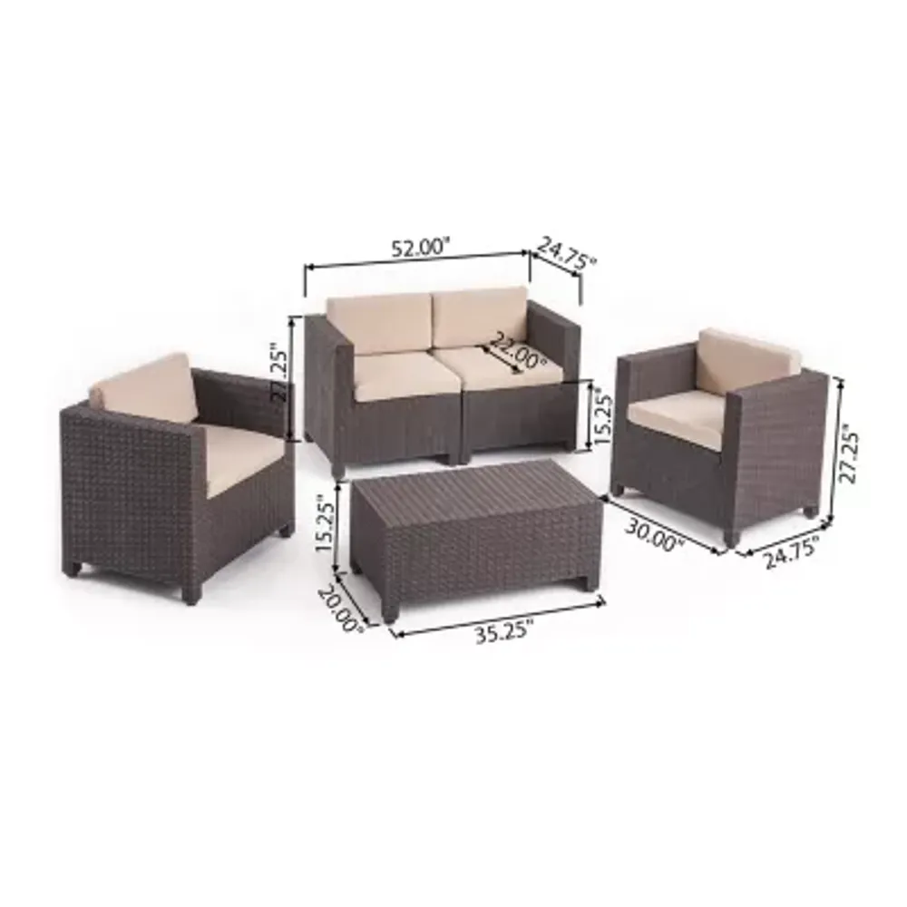 Waverly Faux Wicker 4 Pc Outdoor Conversation Set