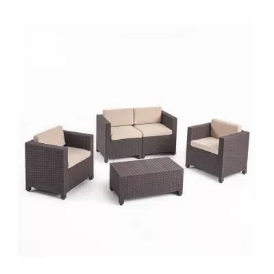 Waverly Faux Wicker 4 Pc Outdoor Conversation Set