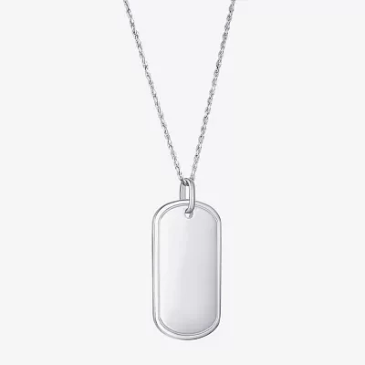 Mens Sterling Silver Dog Tag Pendant Necklaces