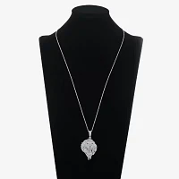 Mens White Cubic Zirconia Sterling Silver Cross Pendant Necklace