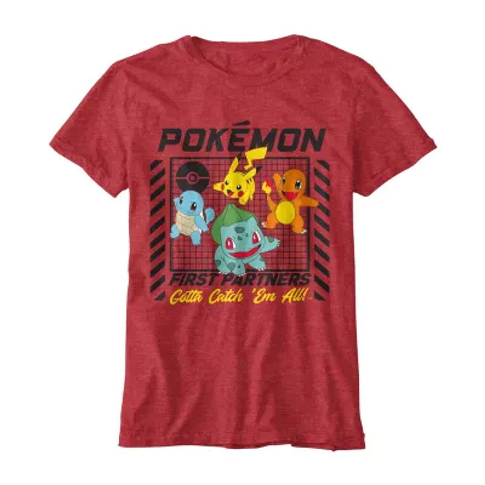 Little & Big Boys Crew Neck Short Sleeve Pokeman Graphic T-Shirt