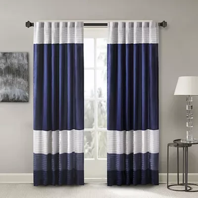 Madison Park Amador Polyoni 50"W X 84"L Pintuck-Striped Energy Saving Light-Filtering Rod Pocket Single Curtain Panel