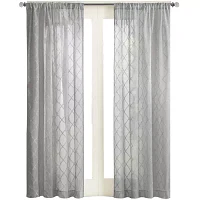 Madison Park Iris Diamond Sheer Rod Pocket Single Curtain Panel