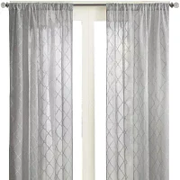 Madison Park Iris Diamond Sheer Rod Pocket Single Curtain Panel