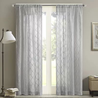 Madison Park Iris Diamond Sheer Rod Pocket Single Curtain Panel