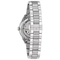 Bulova Sutton Womens Automatic Silver Tone Bracelet Watch 96p181