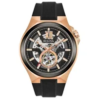 Bulova Maquina Mens Automatic Black Strap Watch 98a177