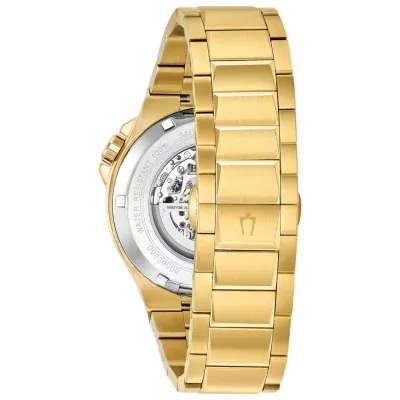 Bulova Maquina Mens Automatic Gold Tone Stainless Steel Bracelet Watch 98a178