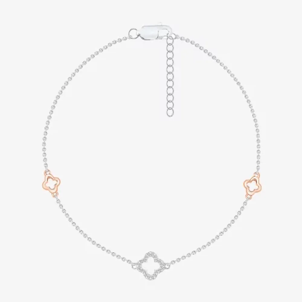 10K Rose Gold Sterling Silver 10 Inch Solid Cable Ankle Bracelet