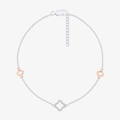 10K Rose Gold Sterling Silver 10 Inch Solid Cable Ankle Bracelet
