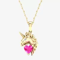 Gender Reveal Horse Womens Lab Created Pink Sapphire 14K Gold Over Silver Pendant Necklace