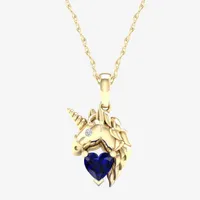 Gender Reveal Horse Womens Lab Created Blue Sapphire 14K Gold Over Silver Pendant Necklace