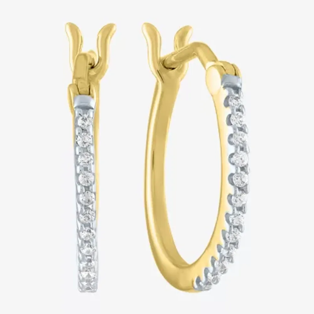 1/10 CT. T.W. Natural White Diamond 10K White or Yellow Gold 14mm Hoop Earrings