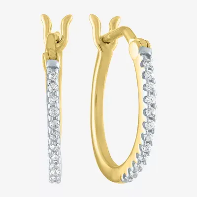 1/10 CT. T.W. Natural White Diamond 10K White or Yellow Gold 14mm Hoop Earrings