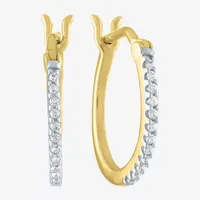 1/10 CT. T.W. Natural White Diamond 10K White or Yellow Gold 14mm Hoop Earrings