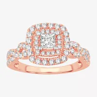 (H-I / Si1-Si2) Womens 1 CT. T.W. Lab Grown White Diamond 10K Gold Cushion Engagement Ring