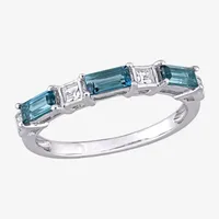 Genuine London Blue Topaz 10K White Gold Eternity Band