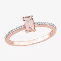 Womens Genuine Pink Morganite 10K Rose Gold Cocktail Ring