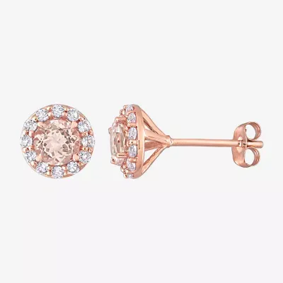 Genuine Pink Morganite 14K Rose Gold 8.2mm Stud Earrings