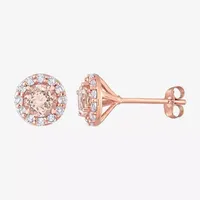 Genuine Pink Morganite 14K Rose Gold 8.2mm Stud Earrings