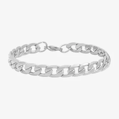 Steeltime Stainless Steel 8 1/2 Inch Solid Cuban Link Bracelet