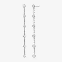 Linear 1/10 CT. T.W. Natural White Diamond 14K Gold Over Silver Drop Earrings